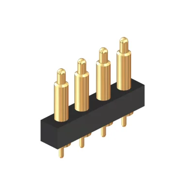 4pin带尾巴pogo pin连接器 4pin穿板弹簧针连接器